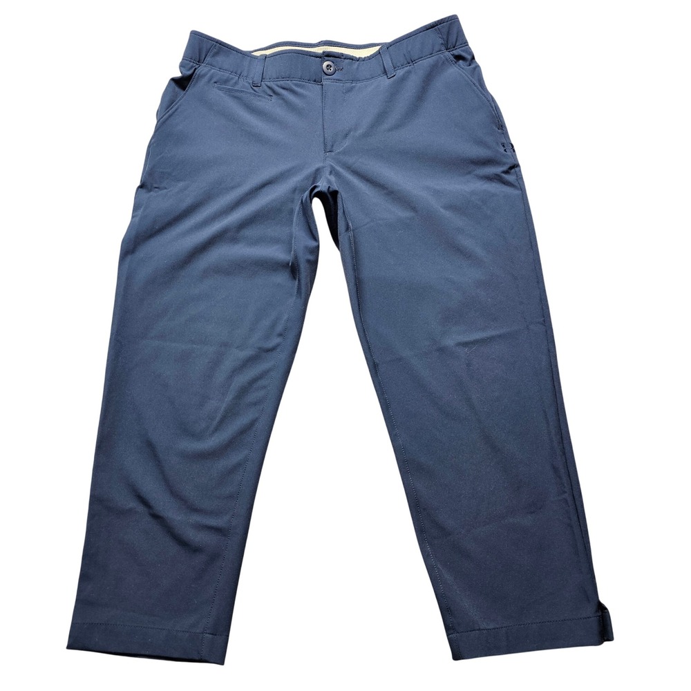 Under Armour HeatGear Link Golf Pants Navy Blue Fitted Womens Size 8 Stretch